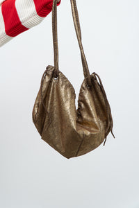 Vintage x Brown, Gold Shimmer Slouch Purse