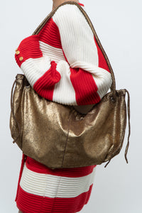 Vintage x Brown, Gold Shimmer Slouch Purse
