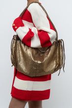 Load image into Gallery viewer, Vintage x Brown, Gold Shimmer Slouch Purse