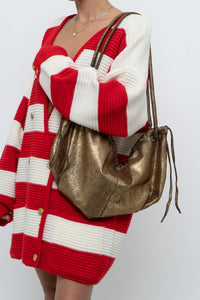 Vintage x Brown, Gold Shimmer Slouch Purse