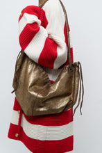Load image into Gallery viewer, Vintage x Brown, Gold Shimmer Slouch Purse