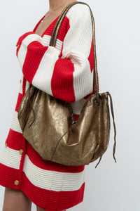 Vintage x Brown, Gold Shimmer Slouch Purse