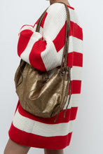 Load image into Gallery viewer, Vintage x Brown, Gold Shimmer Slouch Purse