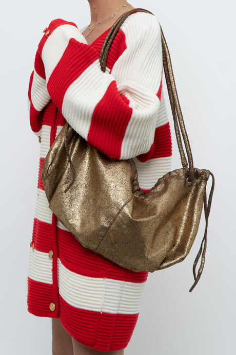 Vintage x Brown, Gold Shimmer Slouch Purse