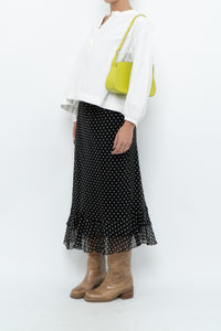 Vintage x Black Polkadot Frilly Midi Skirt (M, L)