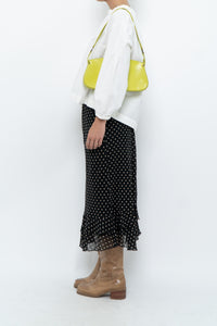 Vintage x Black Polkadot Frilly Midi Skirt (M, L)