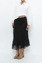 Load image into Gallery viewer, Vintage x Black Polkadot Frilly Midi Skirt (M, L)