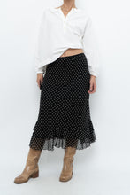 Load image into Gallery viewer, Vintage x Black Polkadot Frilly Midi Skirt (M, L)