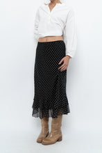 Load image into Gallery viewer, Vintage x Black Polkadot Frilly Midi Skirt (M, L)