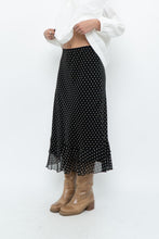 Load image into Gallery viewer, Vintage x Black Polkadot Frilly Midi Skirt (M, L)