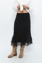 Load image into Gallery viewer, Vintage x Black Polkadot Frilly Midi Skirt (M, L)