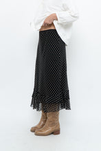 Load image into Gallery viewer, Vintage x Black Polkadot Frilly Midi Skirt (M, L)