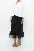 Load image into Gallery viewer, Vintage x Black Polkadot Frilly Midi Skirt (M, L)
