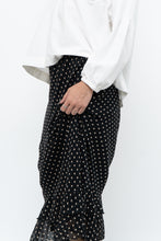 Load image into Gallery viewer, Vintage x Black Polkadot Frilly Midi Skirt (M, L)