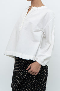 MADEWELL x Cream Cotton Cropped Blouse (XS, S)