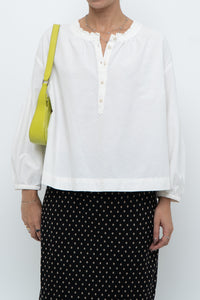 MADEWELL x Cream Cotton Cropped Blouse (XS, S)