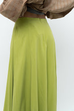 Load image into Gallery viewer, Vintage x Neon Green Silk Maxi Skirt (M)