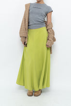 Load image into Gallery viewer, Vintage x Neon Green Silk Maxi Skirt (M)