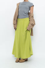 Load image into Gallery viewer, Vintage x Neon Green Silk Maxi Skirt (M)