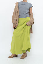 Load image into Gallery viewer, Vintage x Neon Green Silk Maxi Skirt (M)