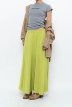 Load image into Gallery viewer, Vintage x Neon Green Silk Maxi Skirt (M)