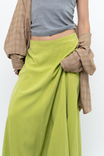 Load image into Gallery viewer, Vintage x Neon Green Silk Maxi Skirt (M)