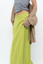 Load image into Gallery viewer, Vintage x Neon Green Silk Maxi Skirt (M)