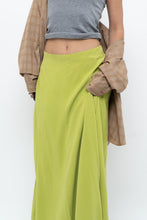 Load image into Gallery viewer, Vintage x Neon Green Silk Maxi Skirt (M)