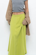 Load image into Gallery viewer, Vintage x Neon Green Silk Maxi Skirt (M)