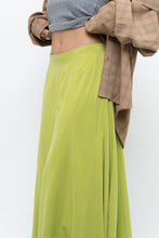 Load image into Gallery viewer, Vintage x Neon Green Silk Maxi Skirt (M)