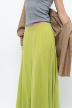 Load image into Gallery viewer, Vintage x Neon Green Silk Maxi Skirt (M)