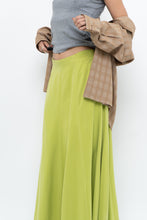 Load image into Gallery viewer, Vintage x Neon Green Silk Maxi Skirt (M)