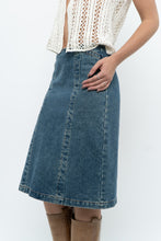 Load image into Gallery viewer, Vintage x Panelled Denim Cotton Midwash Midi Skirt (XS, S)