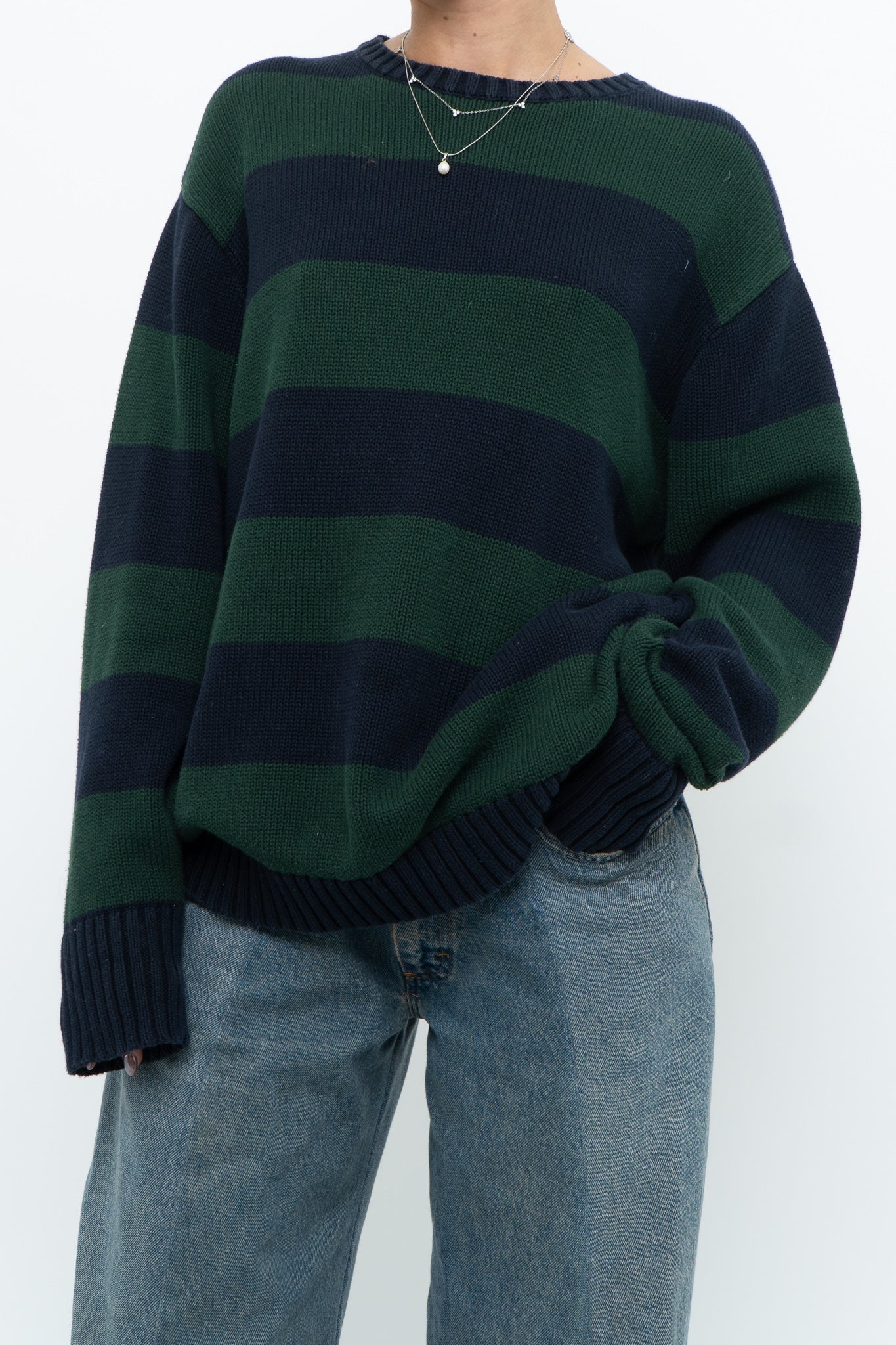 BRANDY MELVILLE x Navy, Green Cotton Oversized Knit Sweater (XS-XL)