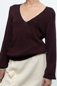 REISS x Burgundy, Cream Knit Sweater (XS-M)