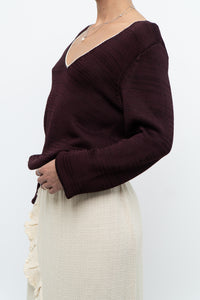 REISS x Burgundy, Cream Knit Sweater (XS-M)