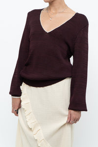 REISS x Burgundy, Cream Knit Sweater (XS-M)