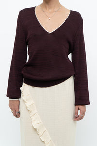 REISS x Burgundy, Cream Knit Sweater (XS-M)