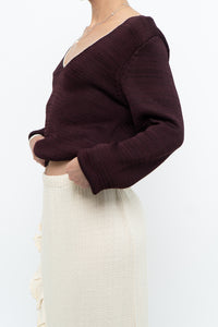 REISS x Burgundy, Cream Knit Sweater (XS-M)