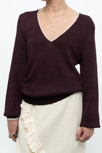 REISS x Burgundy, Cream Knit Sweater (XS-M)