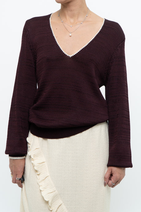 REISS x Burgundy, Cream Knit Sweater (XS-M)