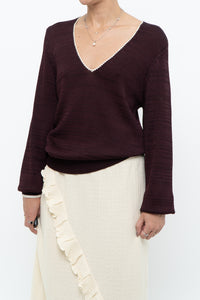 REISS x Burgundy, Cream Knit Sweater (XS-M)