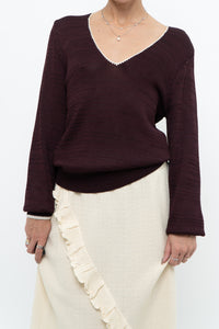 REISS x Burgundy, Cream Knit Sweater (XS-M)