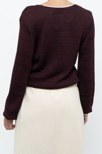 REISS x Burgundy, Cream Knit Sweater (XS-M)