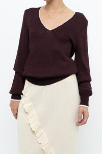 REISS x Burgundy, Cream Knit Sweater (XS-M)
