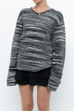 Load image into Gallery viewer, Vintage x Made in Hong Kong x Black, Grey Striped Knit Sweater (XS-L)