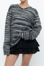 Load image into Gallery viewer, Vintage x Made in Hong Kong x Black, Grey Striped Knit Sweater (XS-L)
