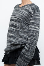 Load image into Gallery viewer, Vintage x Made in Hong Kong x Black, Grey Striped Knit Sweater (XS-L)