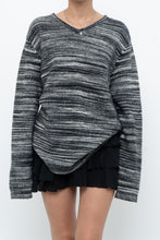 Load image into Gallery viewer, Vintage x Made in Hong Kong x Black, Grey Striped Knit Sweater (XS-L)