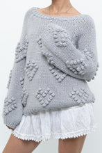 Load image into Gallery viewer, CHA SOR x Grey Heart Raised Knit Sweater (XS-L)